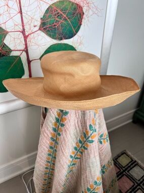 Patricia Underwood Tan Wide-Brim Straw Hat